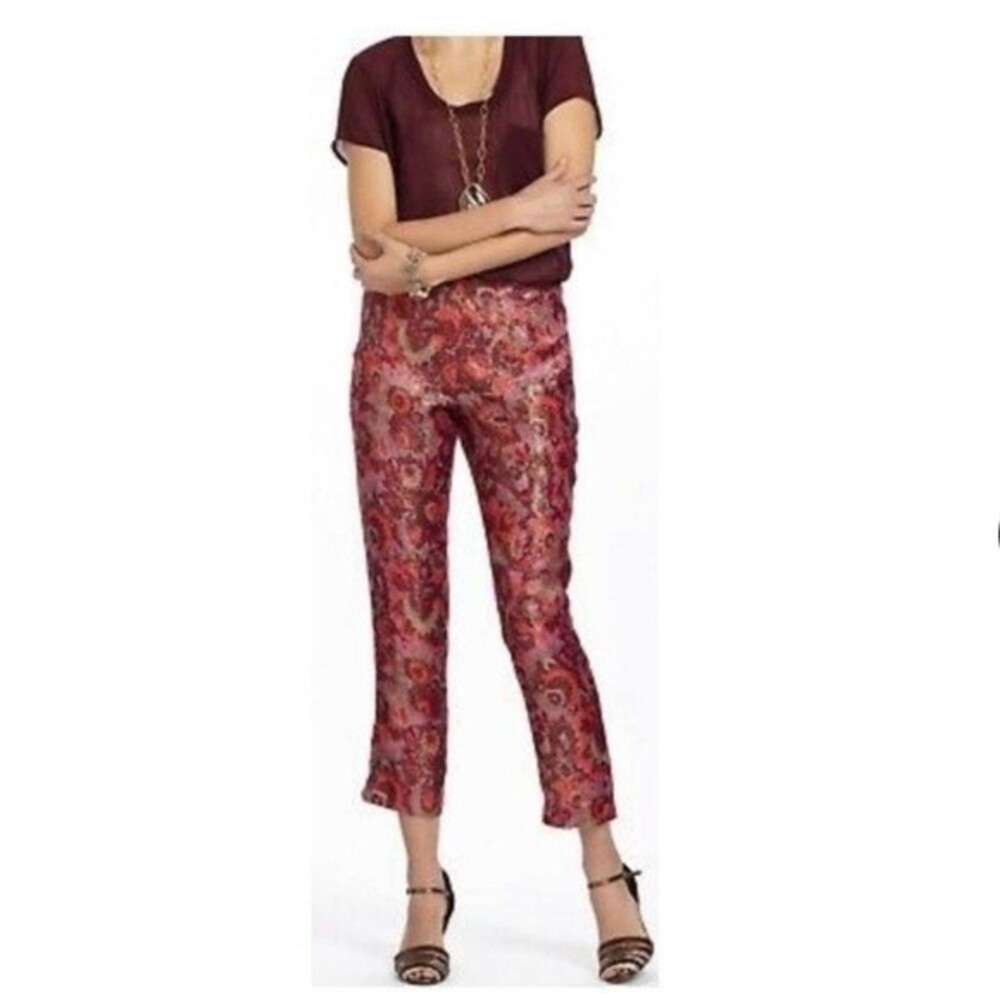 Anthropologie Elevenses Paisley Brocade Crops Pants M NWT